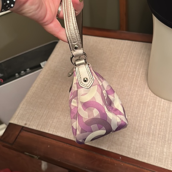 Coach Madison Op Bag Purple/Silver W/ Metallic Leather Trim - Picture 7 of 12